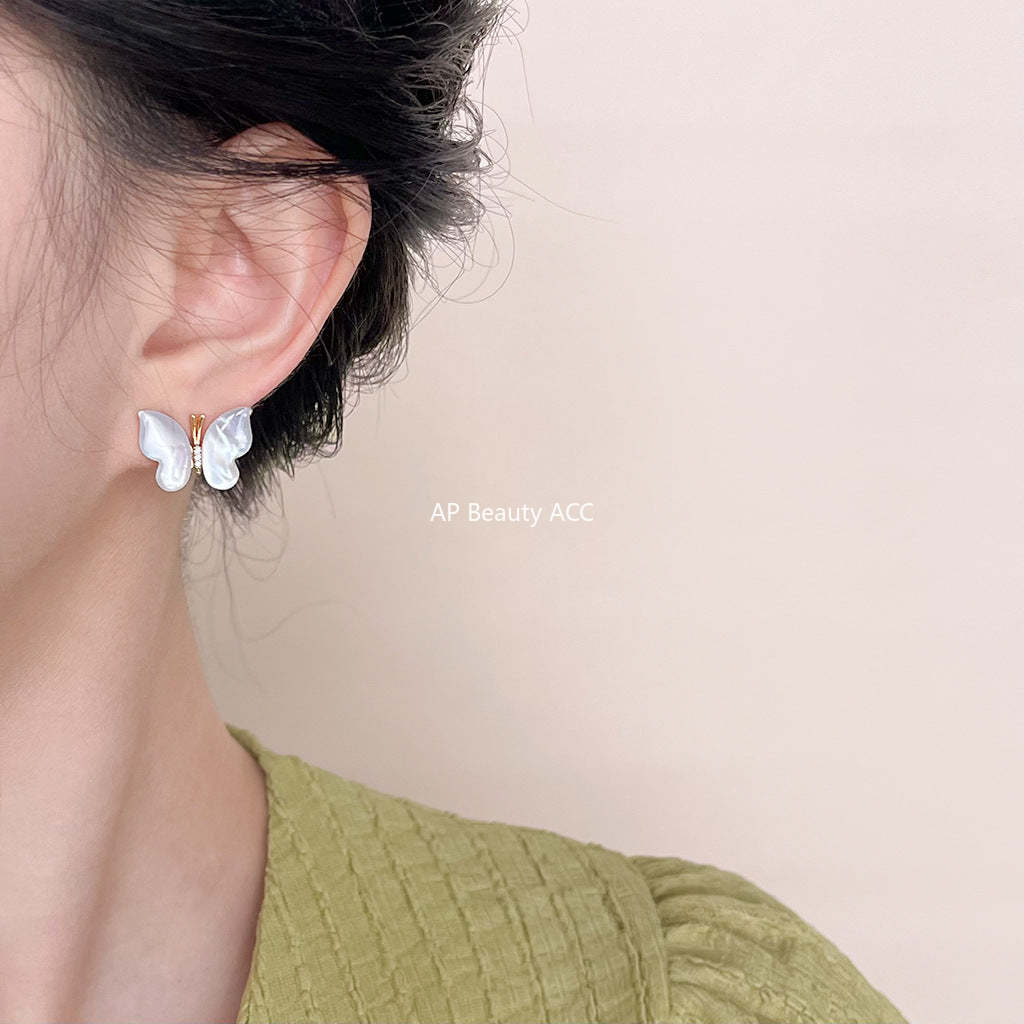 C관 - 진주 나비 미니 큐빅 스윗한 14K 도금 여름 귀걸이 [4500] 24.07-3