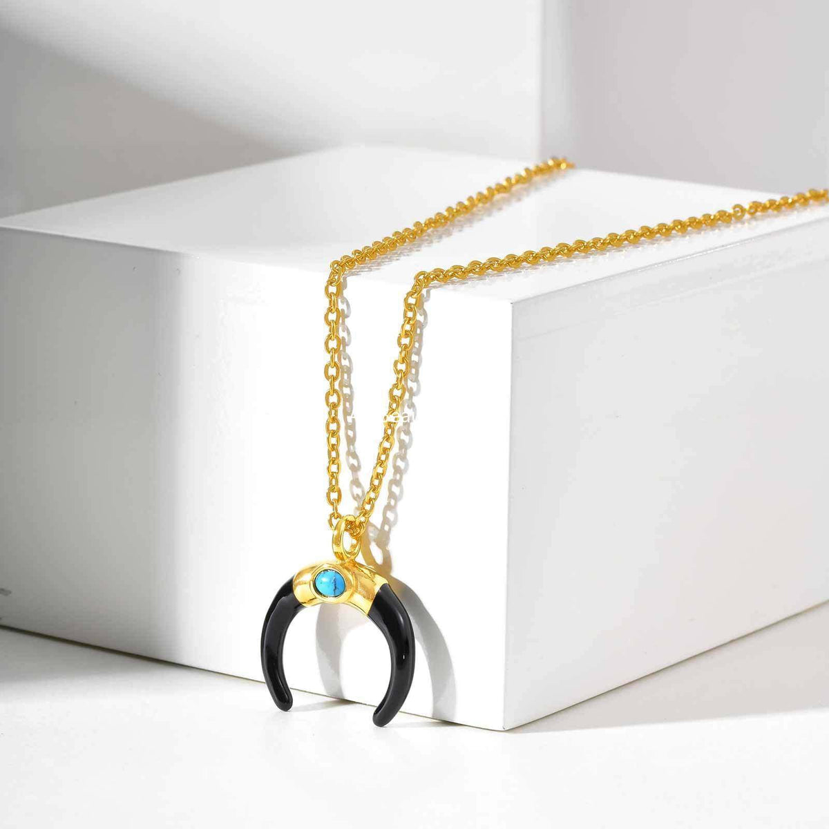 G관 - 스테인리스 스틸 터키석 달 모양 펜던트 목걸이 [PN-2230] 25.10-4