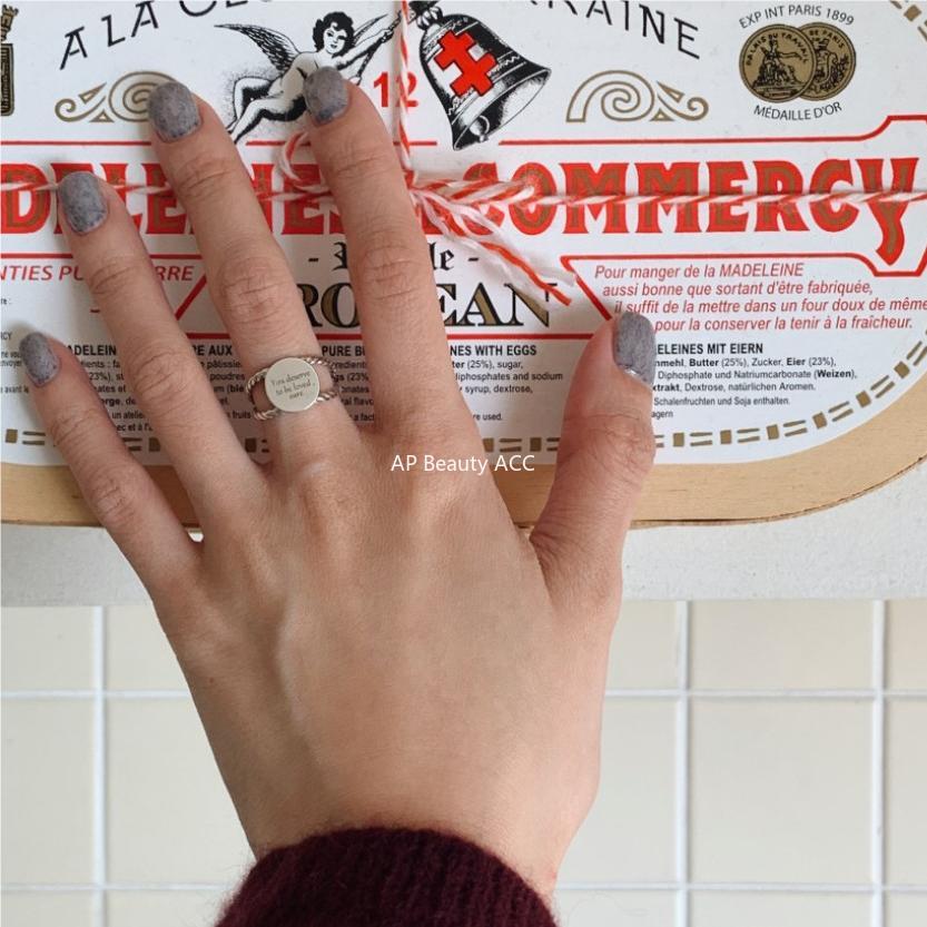 F관 - 925 실버 영어문구 원형 플레이트 심플 디자인 반지 [J1826] 25.10-4