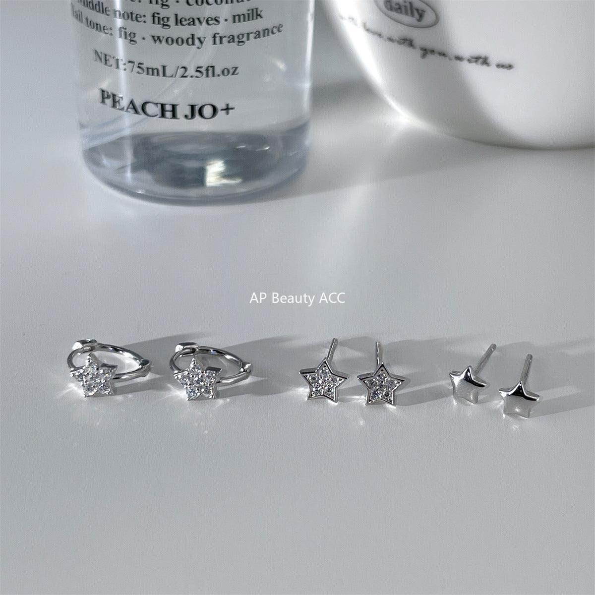 A관 - 큐빅 별 디자인 은침 귀걸이 [EH-3474] 25.04-2