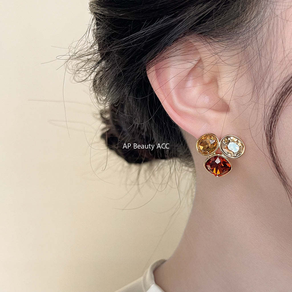 C관 - 14K 도금 유리 크리스탈 베이직 심플 귀걸이 [4144] 24.06-1