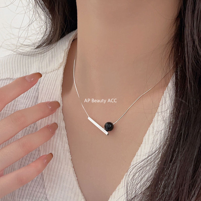 F관 - 925 실버 블랙 오닉스 스퀘어 목걸이 [B110] 25.10-1