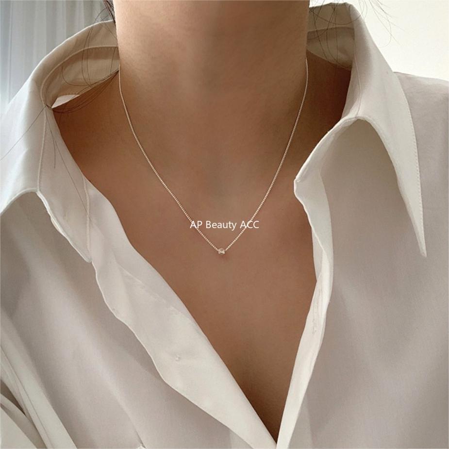 F관 - 큐브 컷팅 펜던트 925 실버 목걸이 [B1131] 25.05-4