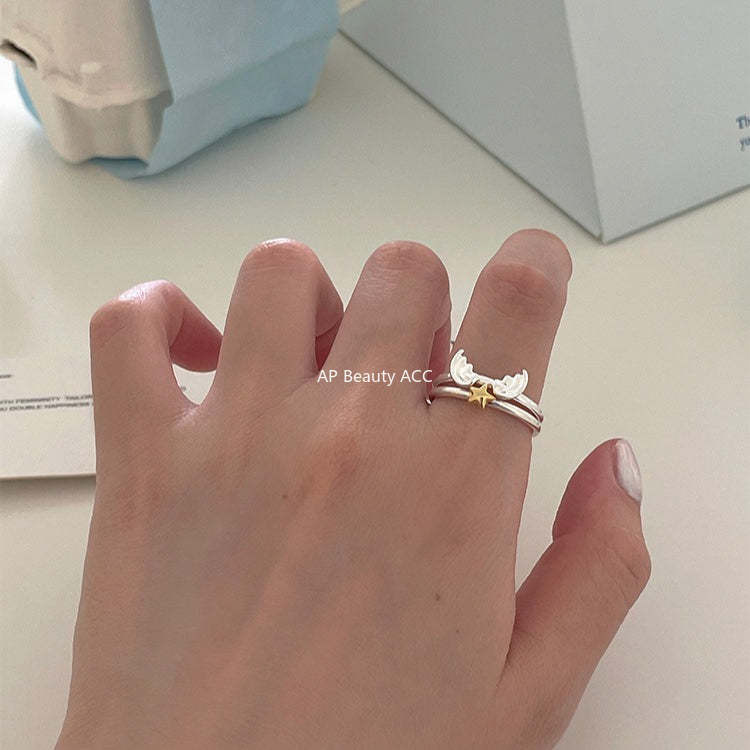 A관 - 925 실버 천사날개 별 디자인 오픈형 반지 [JZ-0717] 25.10-5