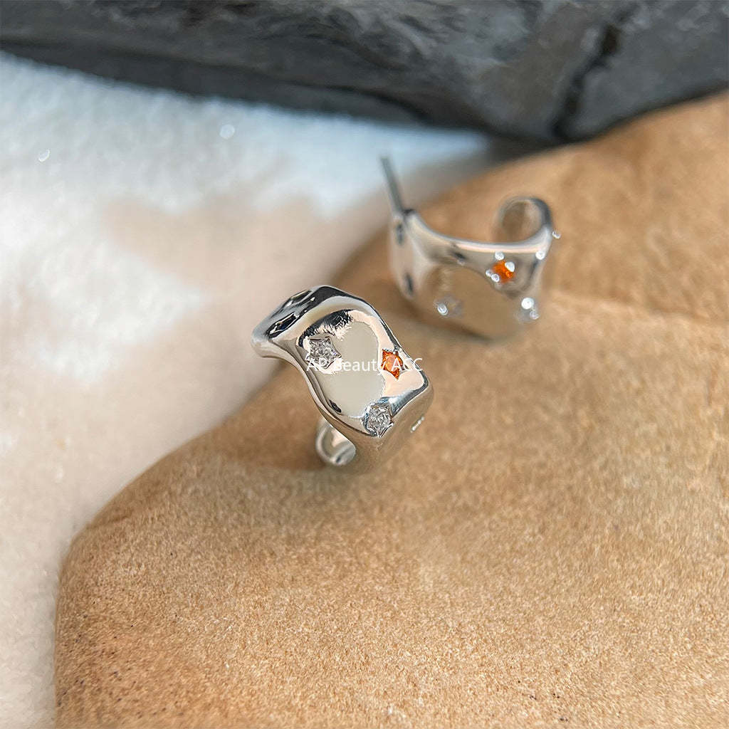 C관 - 925 은침 컬러 큐빅 기하 디자인 미니 귀걸이 [5587] 25.03-1