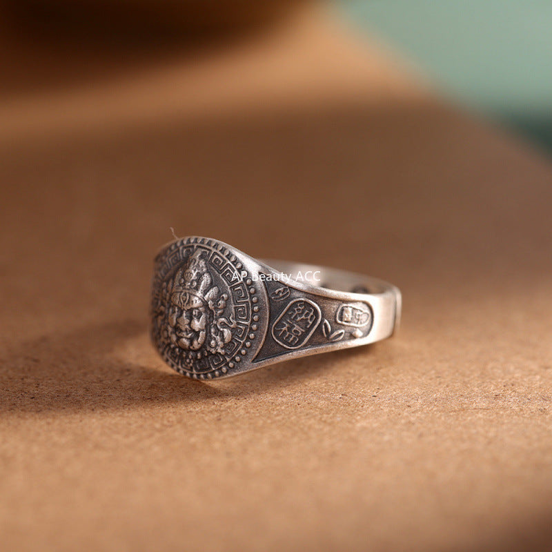 G관 - 빈티지 행운 길운 문양 디자인 남성용 반지 [J2557] 25.10-3