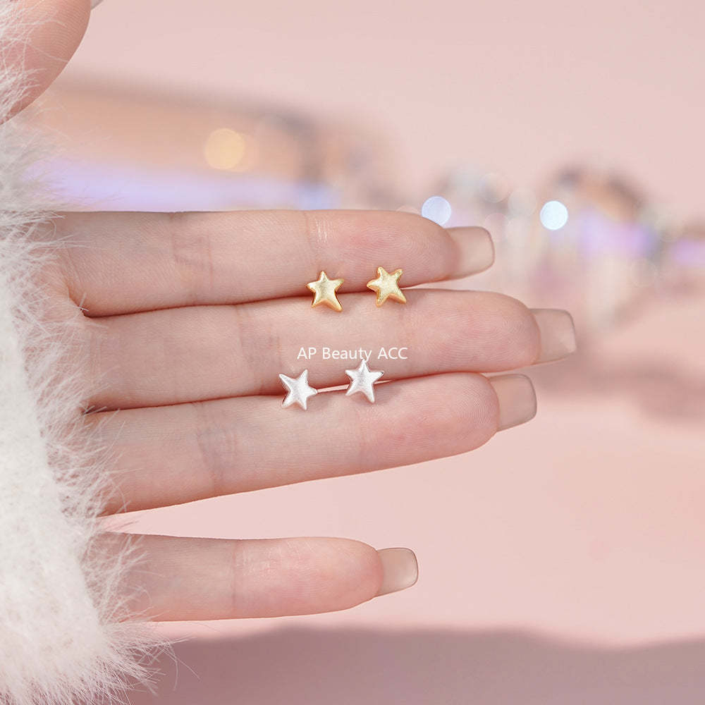 B관 - 999 실버 샌딩 불규칙 별 모양 귀걸이 [YC3448E_1] 25.11-4