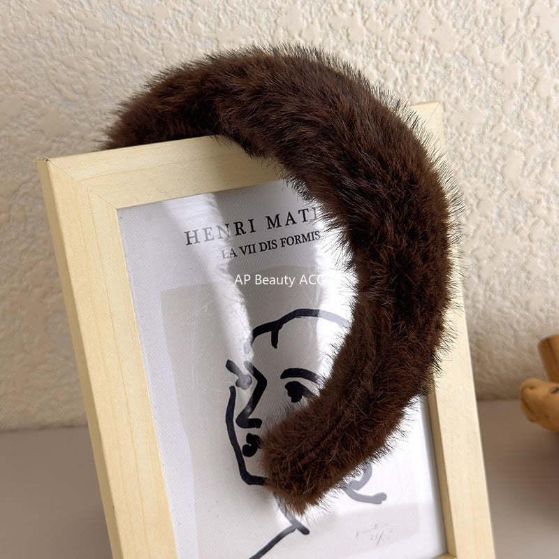 E관 - 인조 밍크 퍼 소재 볼륨 머리띠 [24297] 25.11-1