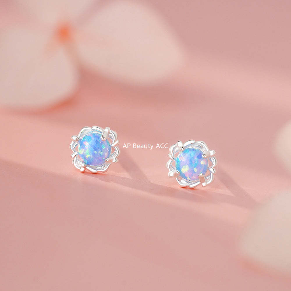 B관 - 999 실버 레이스 오팔 큐빅 귀걸이 [YC2656E_1] 25.11-4