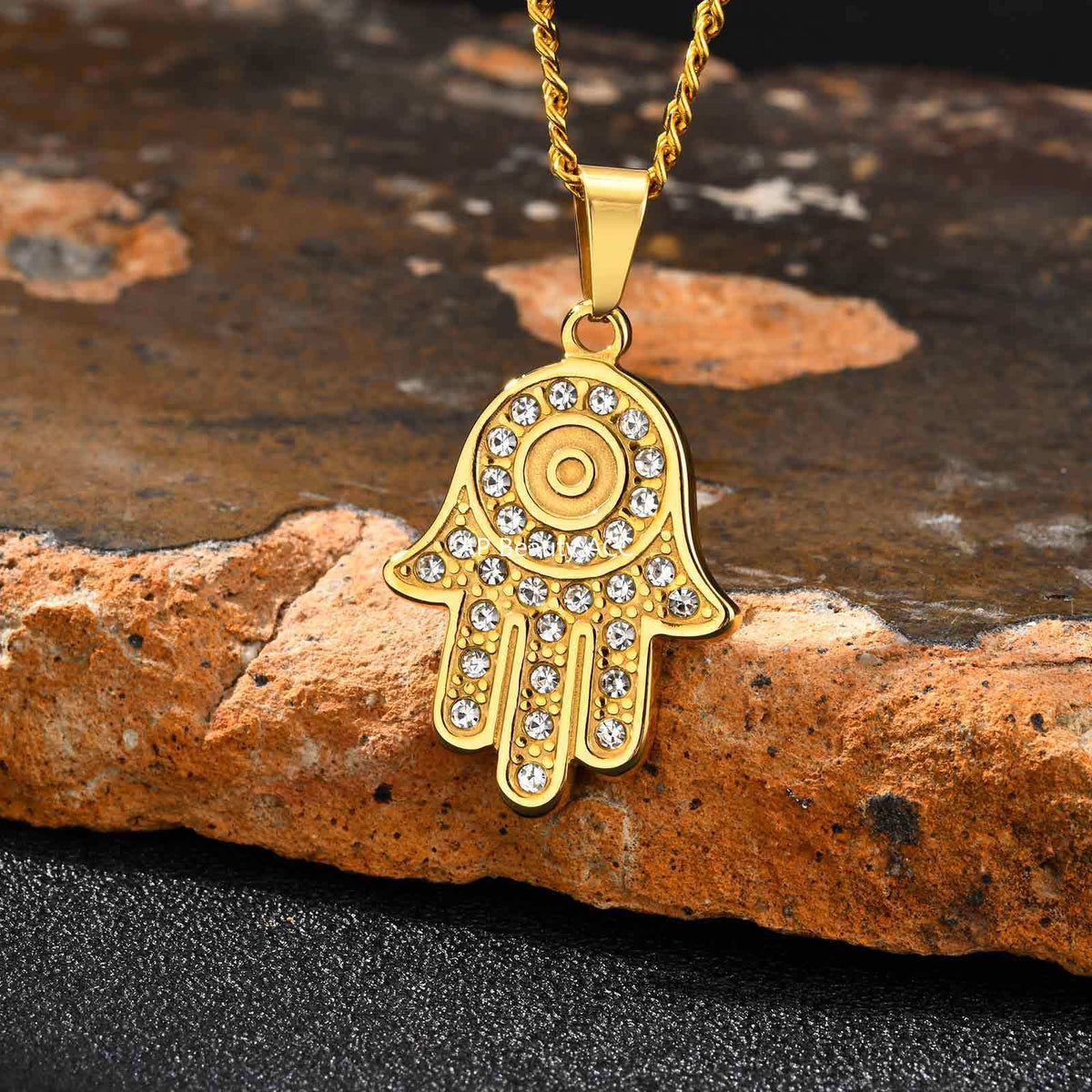 G관 - 스테인리스 파티마의손 큐빅 펜던트 목걸이 [PN-2264] 25.11-2