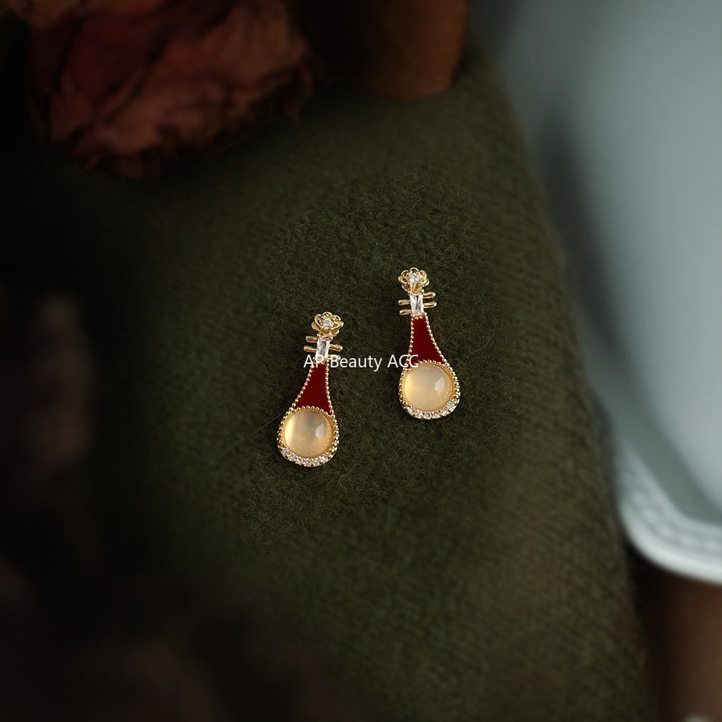 C관 - 925 은침 마노 미니 큐빅 악기 디자인 귀걸이 [6836] 25.10-3