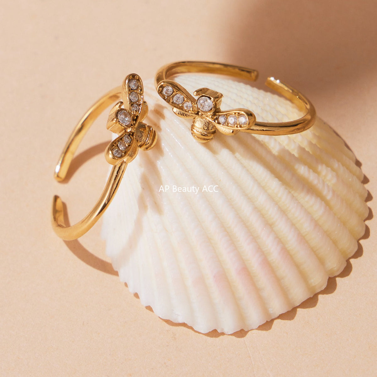 D관 - 18K 도금 스테인리스 스틸 십자가 큐빅 오픈형 반지 [A569-A572-A649] 25.10-1