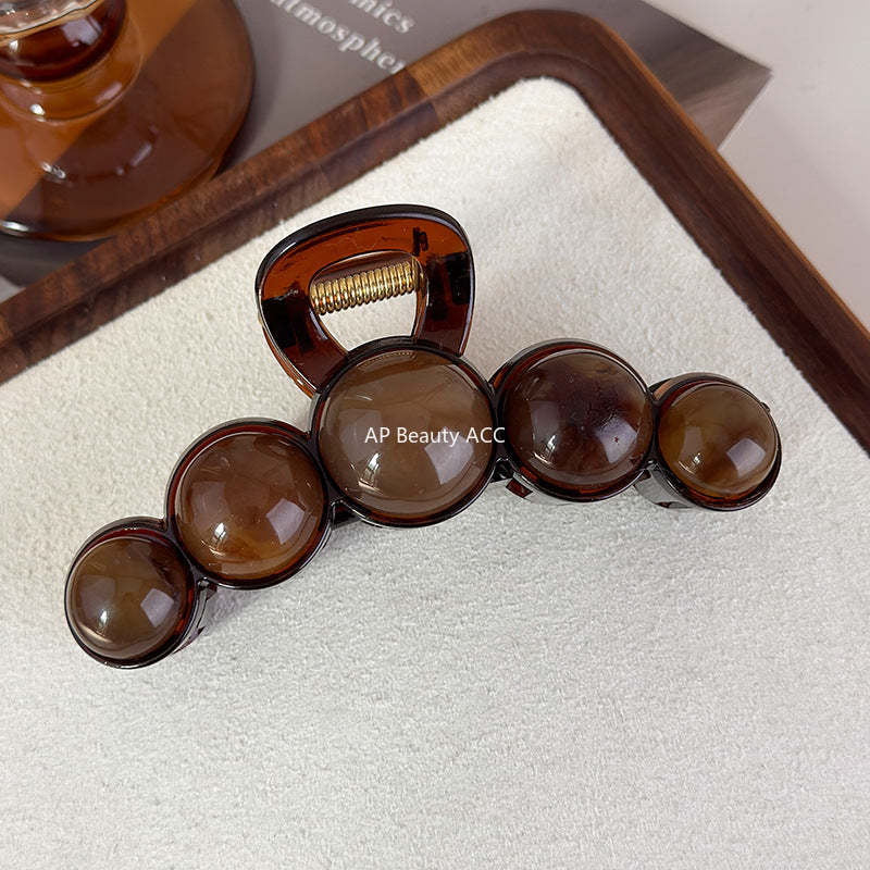 E관 - 브라운 비즈 디자인 대형 집게핀 [27701] 25.11-3