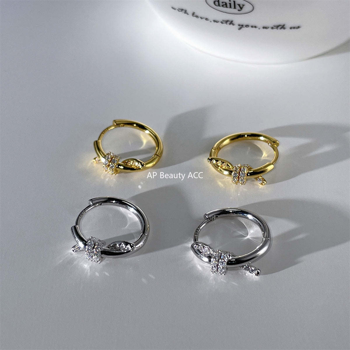 A관 - 큐빅 꼬임 매듭 은침 귀걸이 [EH-3441] 25.04-4