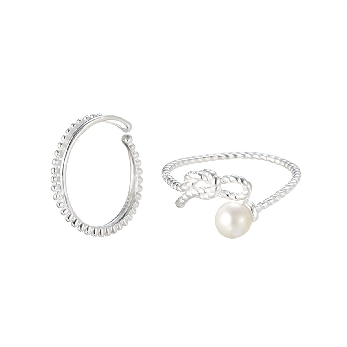 A관 - 925 실버 진주 리본 디자인 오픈형 반지 [JZ-0702] 25.11-1