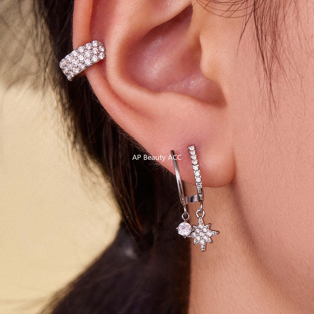 D관 - 스테인리스 큐빅 더블 레이어 별 디자인 귀걸이 [F1327] 25.10-5