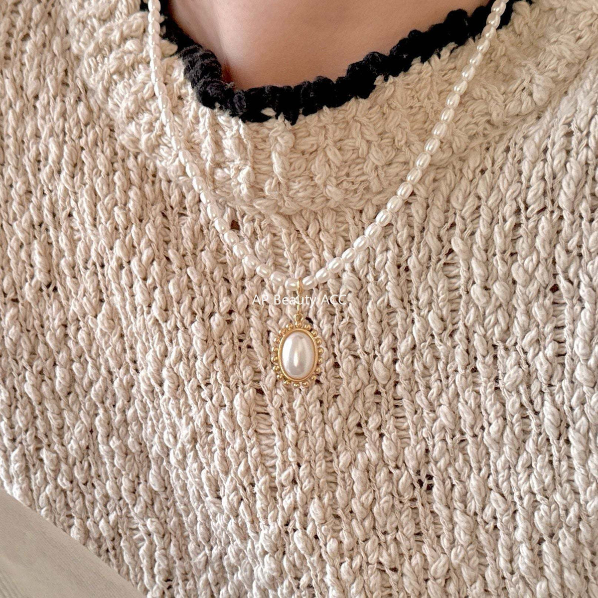 F관 - 925 실버 모조 크리스탈 글라스 진주 펜던트 목걸이 [B878] 25.10-5