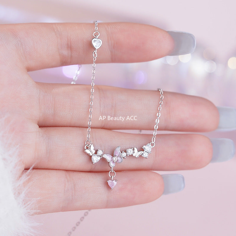 B관 - 999 실버 나비 하트 큐빅 펜던트 목걸이 [YC0028N_1] 25.10-3