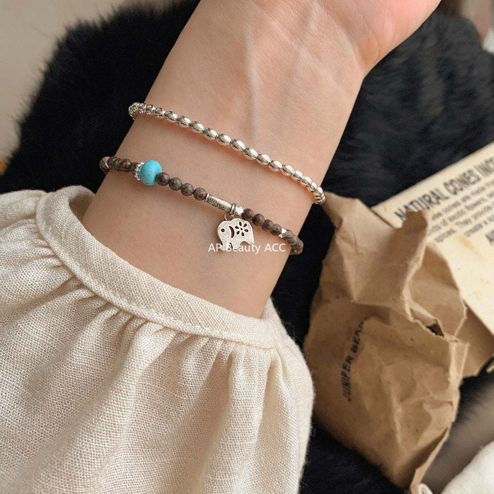 A관 - 코끼리 펜던트 설화석 925 실버 팔찌 목걸이 [1528] 25.11-3