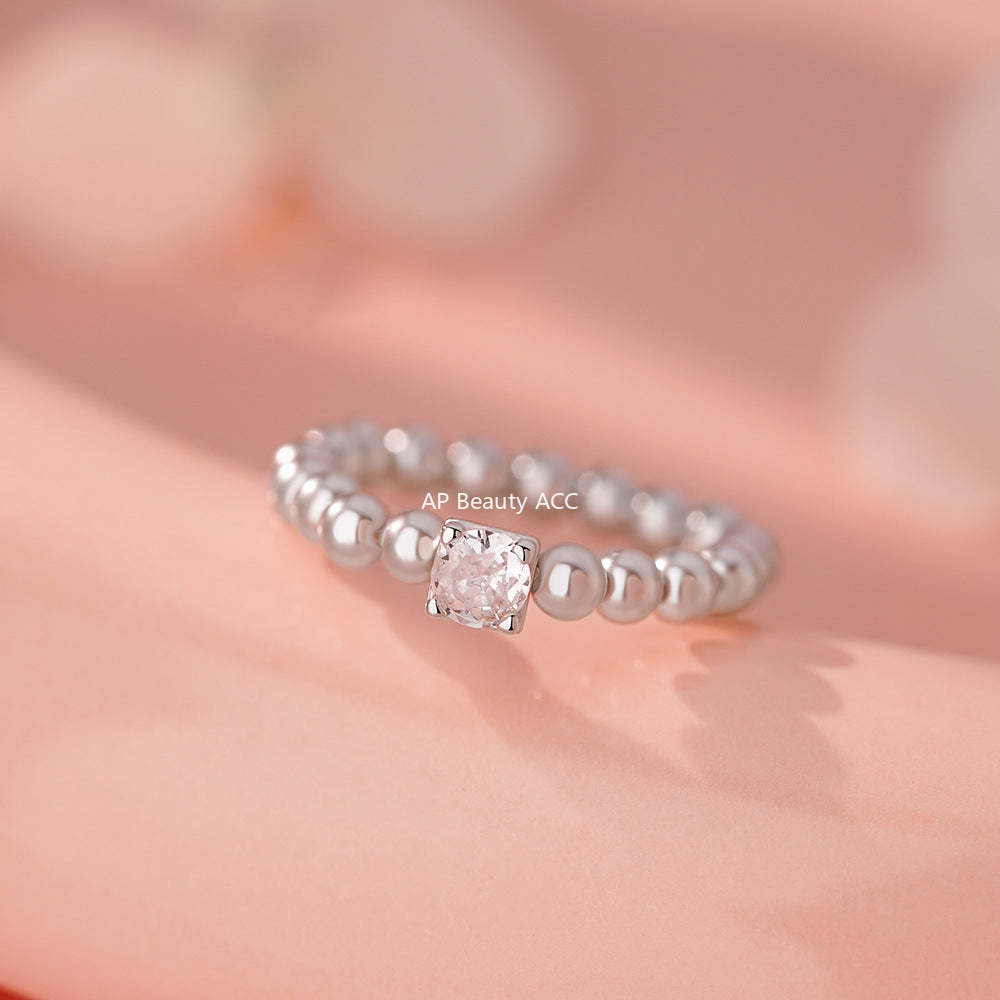 B관 - 925 실버 사각 큐빅 비즈 진주 반지 [YC5467R] 25.12-3