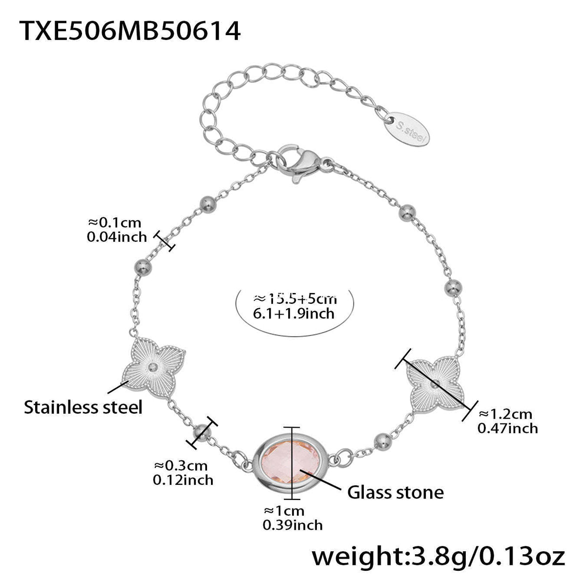D관 - 스테인리스 스틸 타원형 컷팅 글라스 스톤 18K도금 목걸이 팔찌 귀걸이 [TXP506] 25.12-1