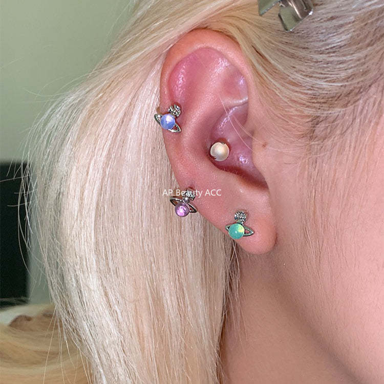 A관 - 행성 디자인 큐빅 티타늄 스틸 피어싱 귀걸이 [EH-4343] 25.12-2