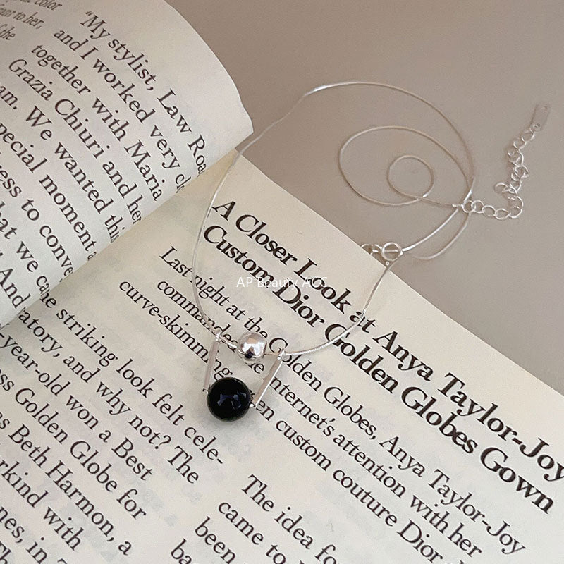 F관 - 925 실버 블랙 오닉스 목걸이 [B99] 25.10-1