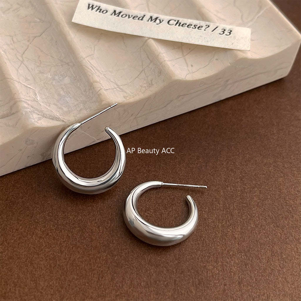 C관 - 14K 도금 925 은침 원형 귀걸이 [5366-5369] 25.02-3