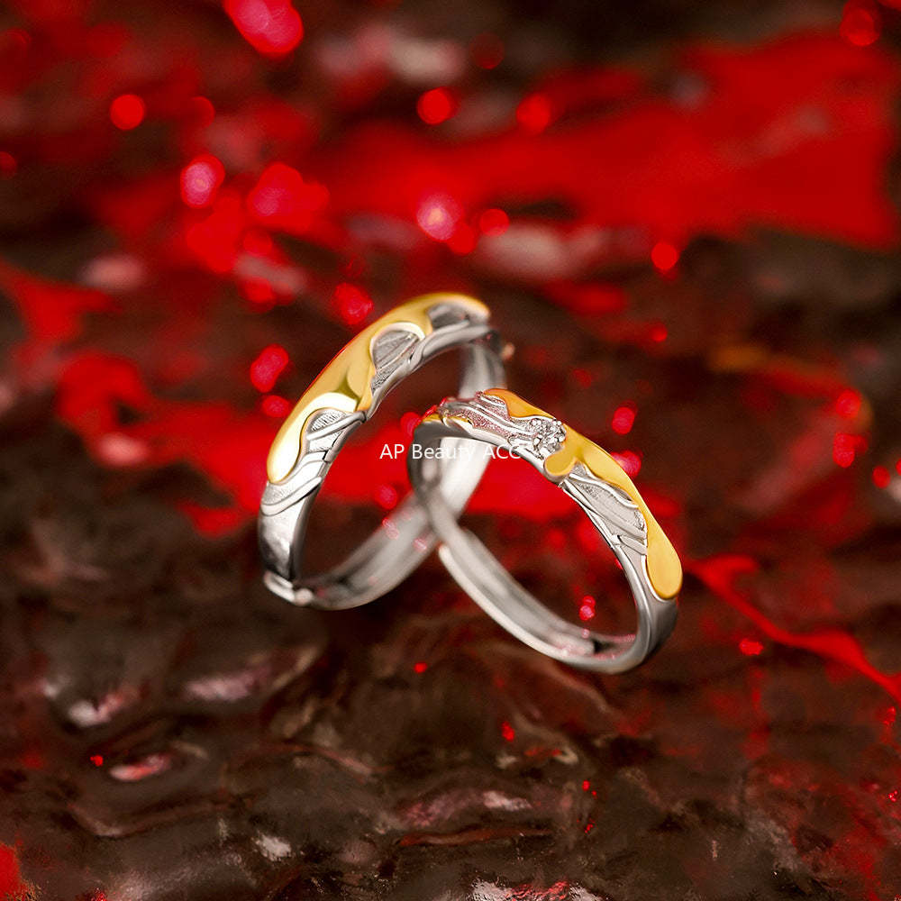 B관 - 999 실버 비정형 용암 텍스처 커플 반지 [YC4442R_1] 25.11-4