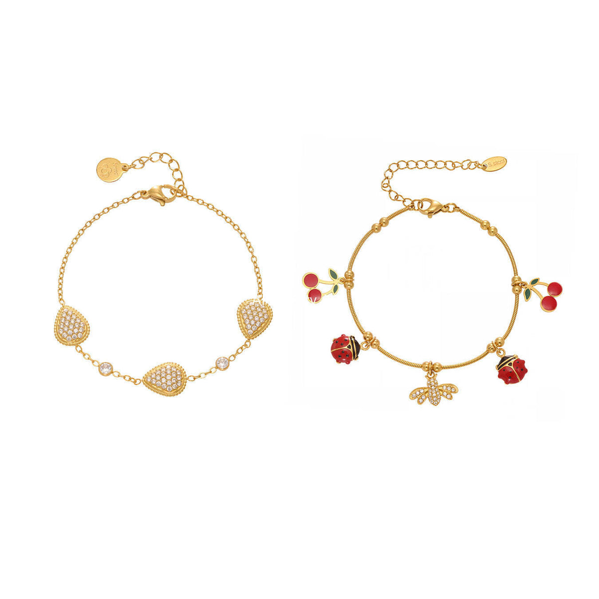 D관 - 스테인리스 스틸 큐빅 벌 체리 물방울 멀티 펜던트 팔찌 [E130-E160] 25.10-5