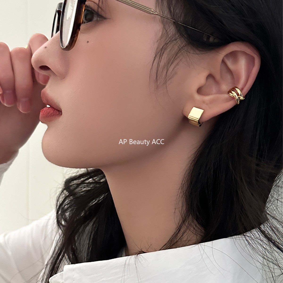 A관 - 기하 사각 디자인 은침 귀걸이 [EH-3620] 25.06-2