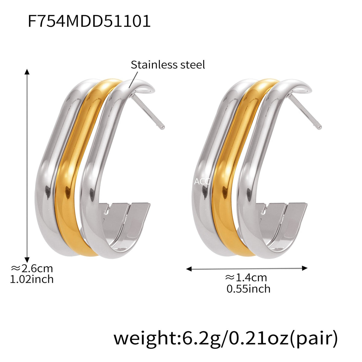 D관 - 스테인리스 18K 도금 레이어 하트 트위스트 귀걸이 [F753] 25.11-1