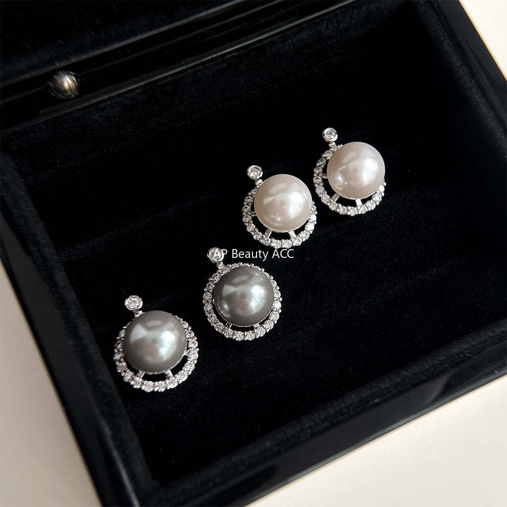 C관 - 글라스 진주 미니 큐빅 원형 기하학 복고풍 귀걸이 [4442-4443] 24.07-3