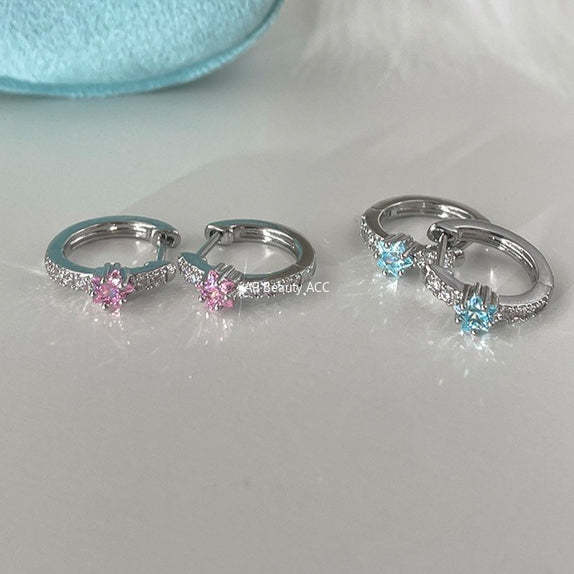 A관 - 별 큐빅 316 스테인리스 스틸 링 귀걸이 [EH-4333] 25.12-1