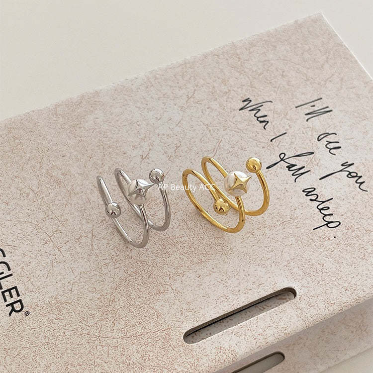 A관 - 925 실버 진주 사각별 회전 라인 디자인 반지 [JZ-0715] 25.10-5