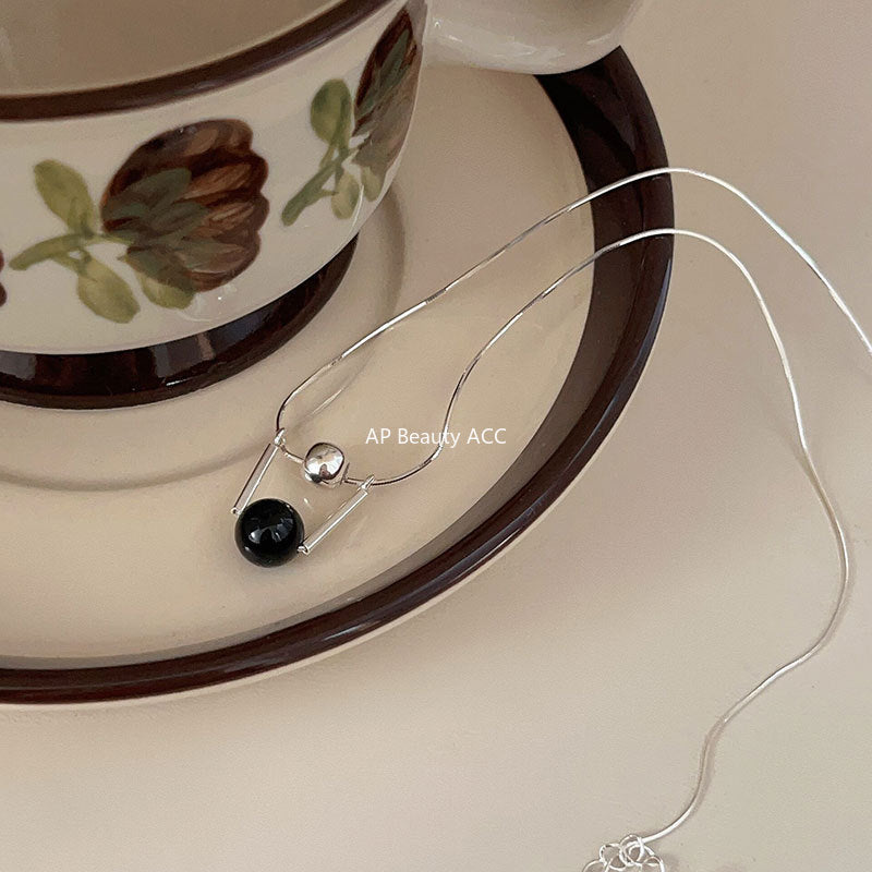 F관 - 925 실버 블랙 오닉스 목걸이 [B99] 25.10-1