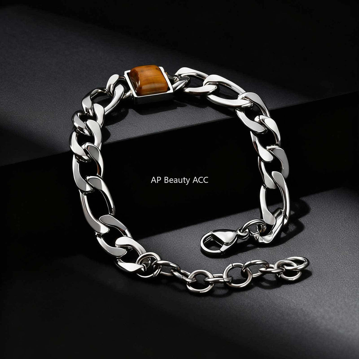 G관 - 스테인리스 스틸 체인 사각 호안석 팔찌 [BR-2741] 25.12-3