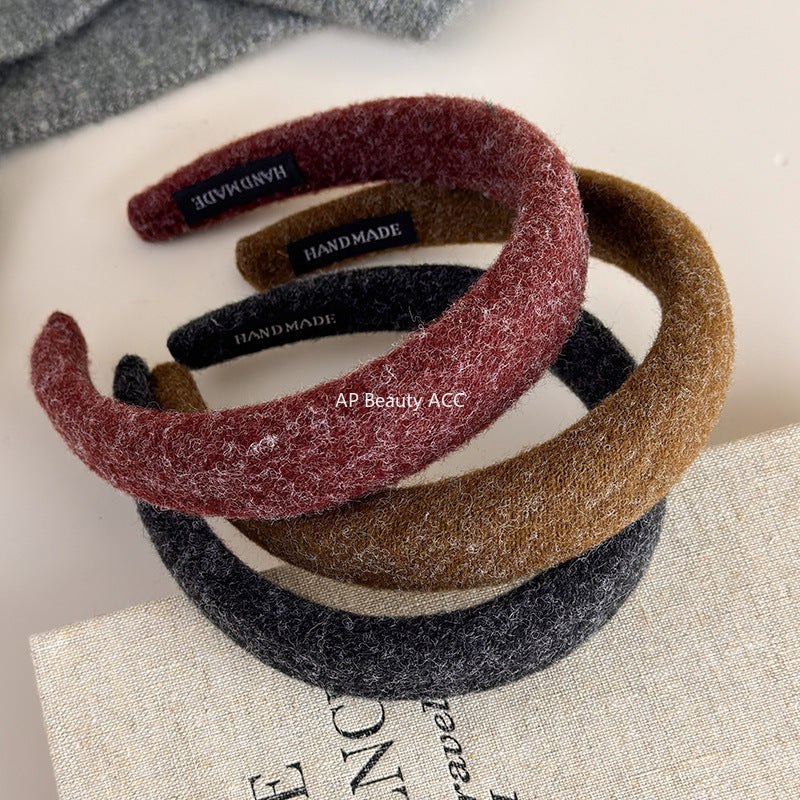 E관 - 겨울 컬러 펠트 패브릭 볼륨 머리띠 [26247-2] 25.11-2