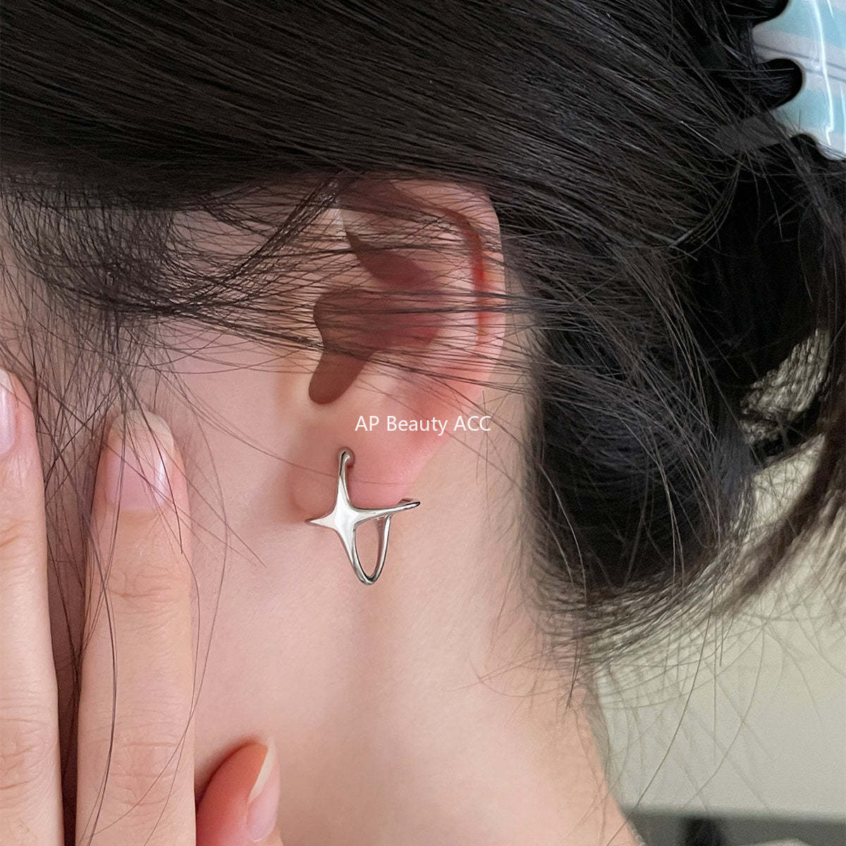 A관 - 사각별 링 디자인 귀찌 귀걸이 [EJ-58] 25.12-3