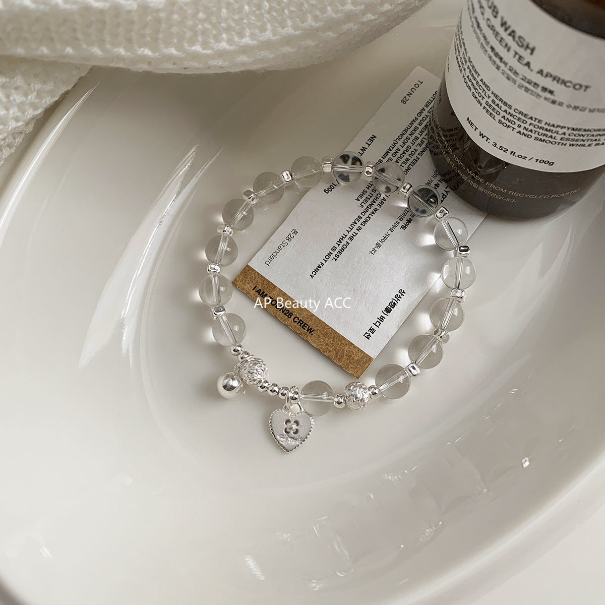 A관 - 925 실버 하트 크리스탈 글라스 비즈 팔찌 [1071] 25.10-2