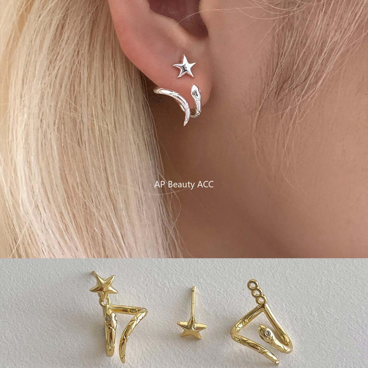 A관 - 925 은침 별 포인트 뱀 디자인 귀걸이 [EH-4173] 25.10-4