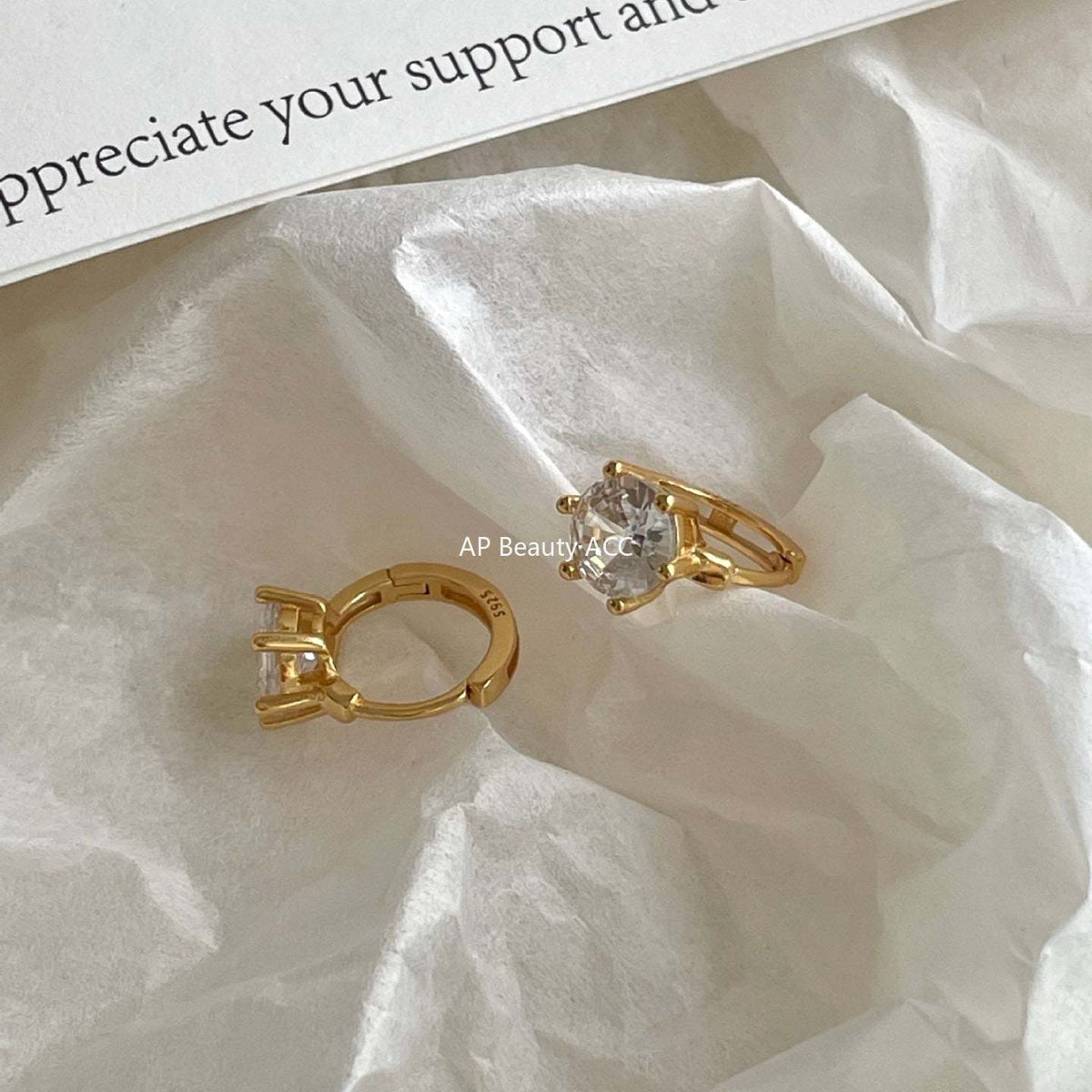 F관 - 925 실버 큐빅 후프 링 귀걸이 [C1414] 25.11-3