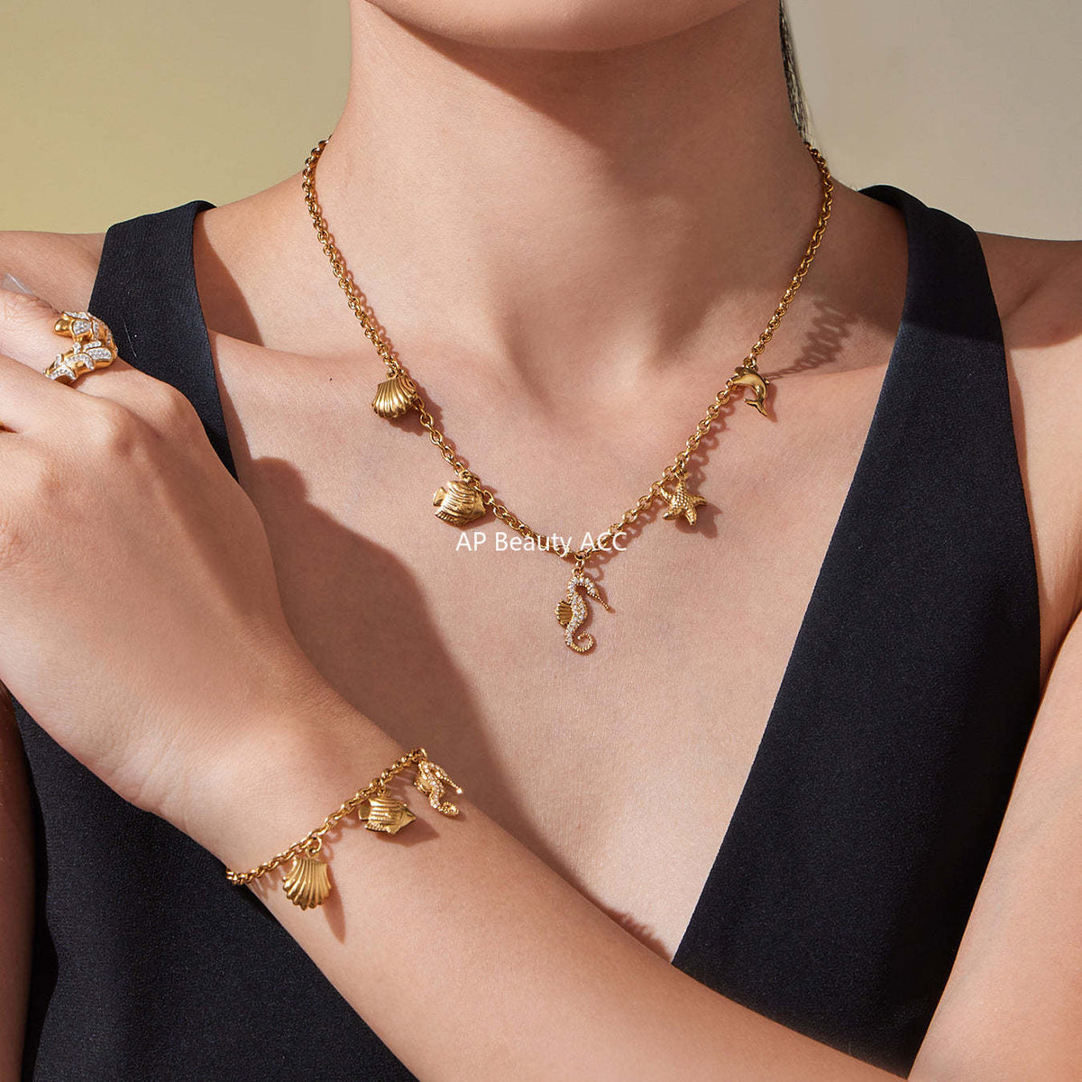 D관 - 스테인리스 스틸 해양생물 큐빅 펜던트 목걸이 팔찌 [TXP447] 25.10-4