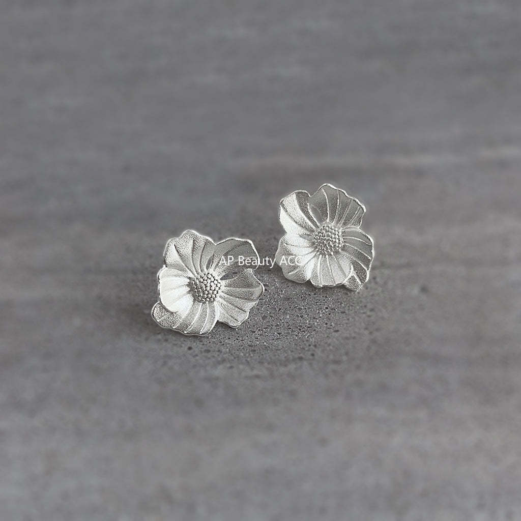 C관 - 샌드블라스트 공예 고급스러운 티꽃 귀걸이 [4099] 24.05-3