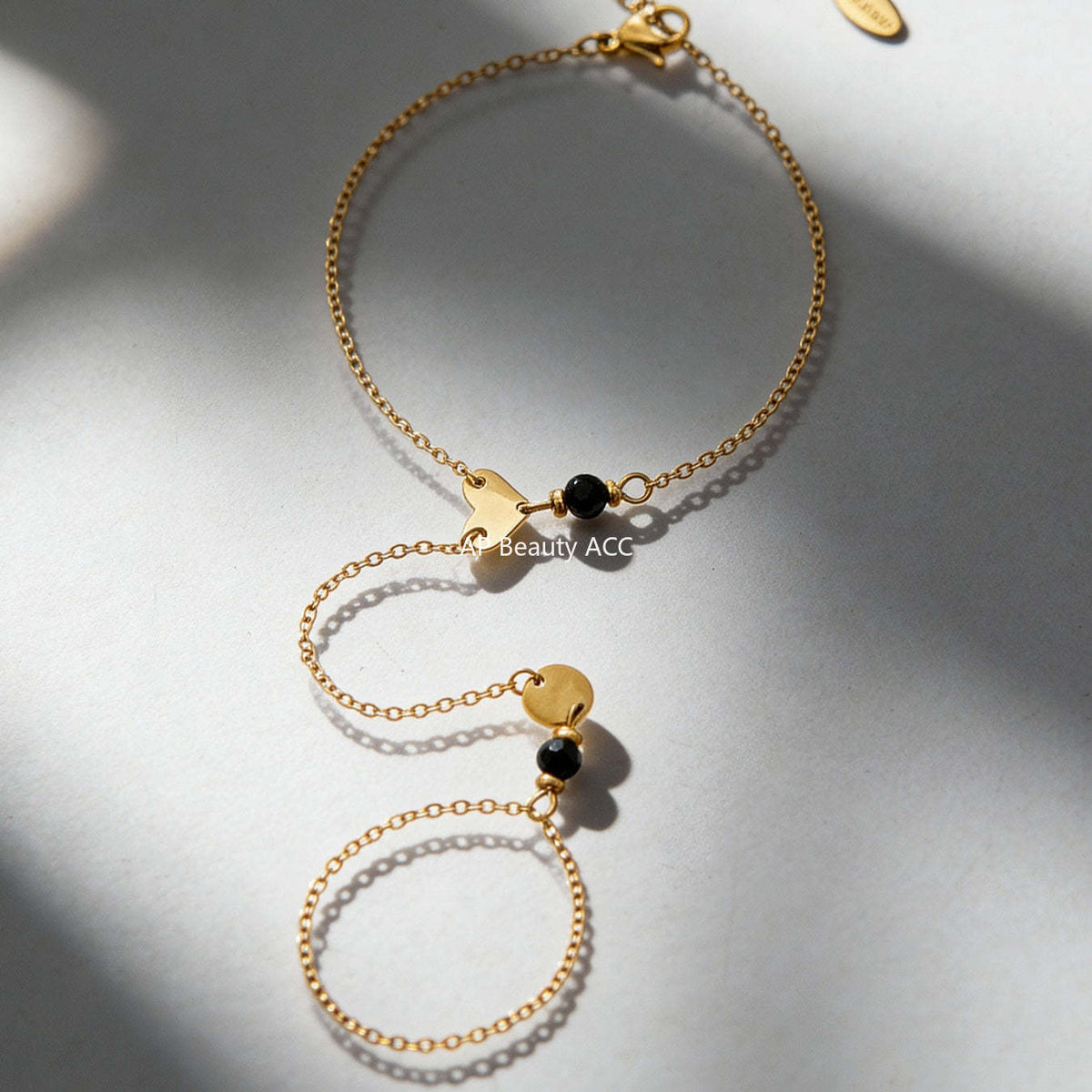 D관 - 스테인리스 스틸 18K 도금 하트 큐빅 천연석 팔찌 [E162-E169] 25.12-3