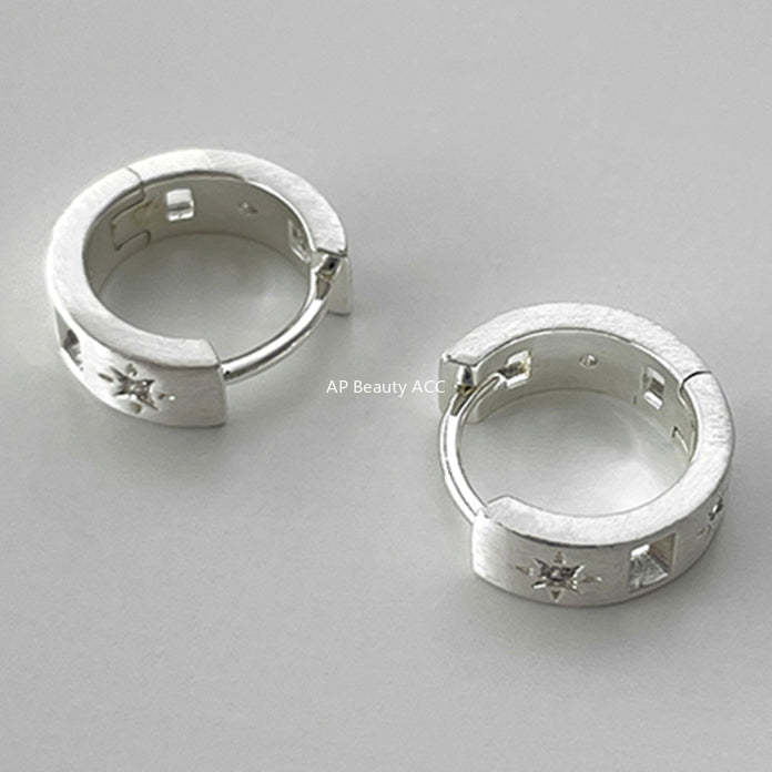 A관 - 별 큐빅 뚤린 925 은침 링 귀걸이 [EH-3778] 25.09-1