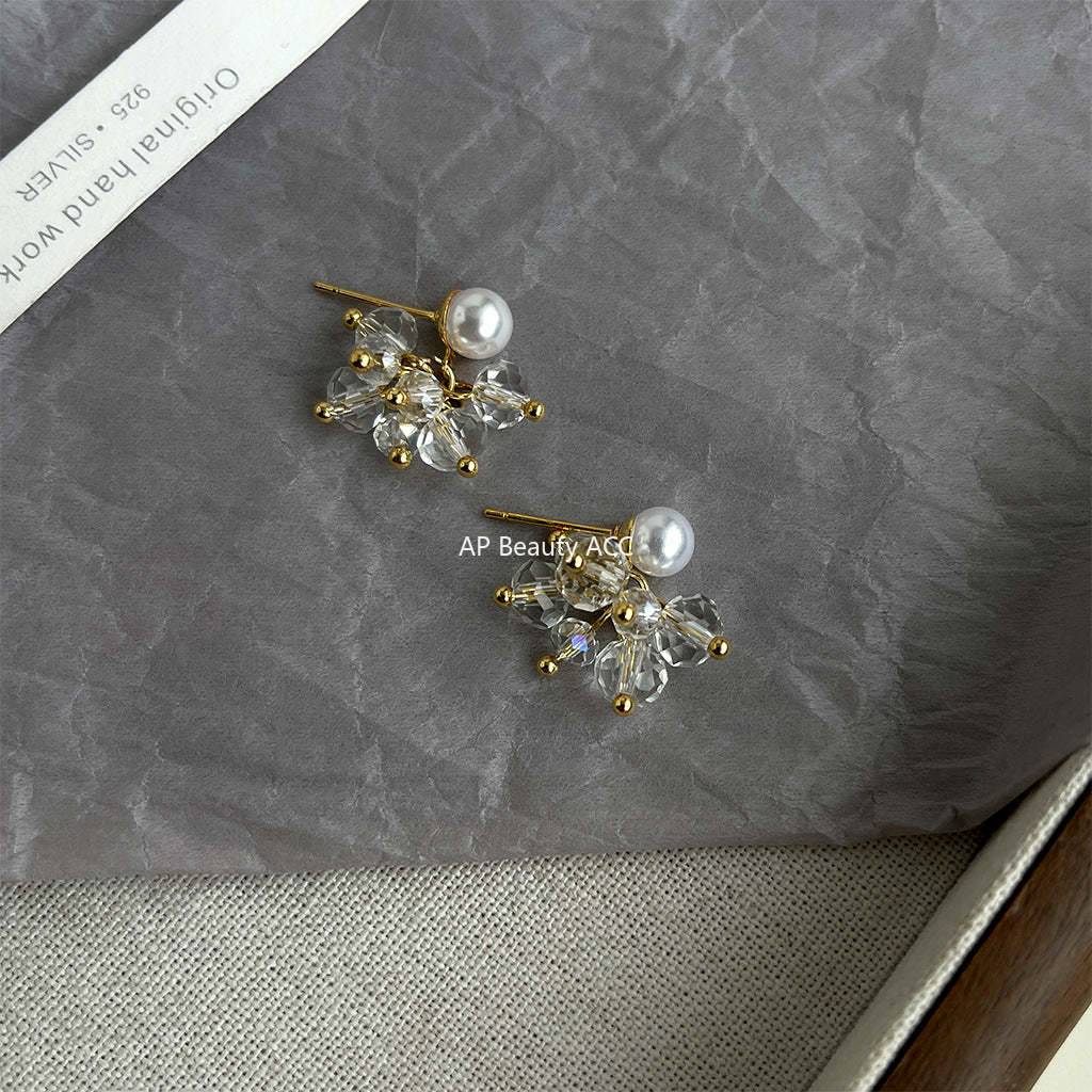 C관 - 유리 크리스탈 고급스러운 수공예 디테일 14K 도금 귀걸이 [4388] 24.06-4