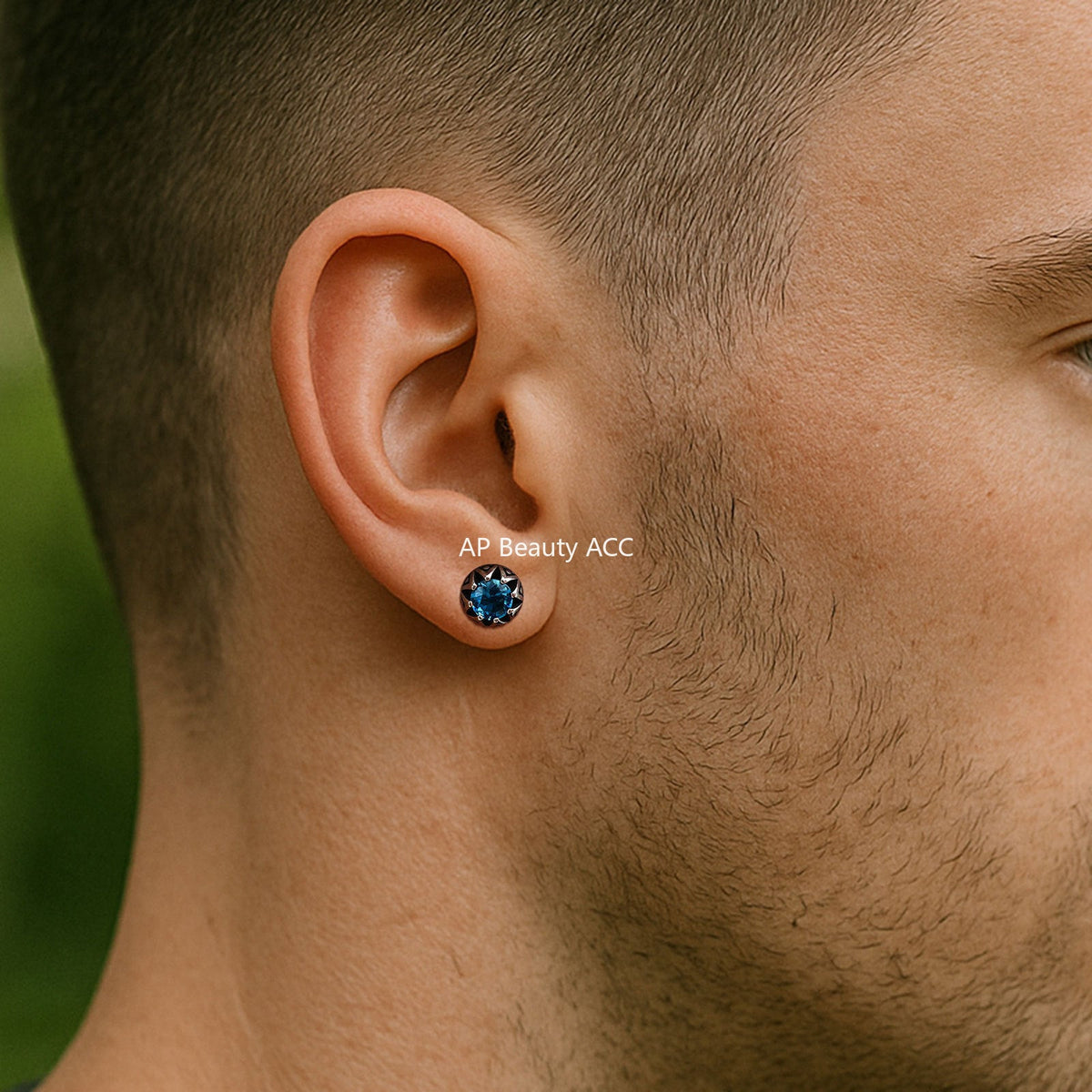 G관 - 스테인리스 스틸 블루 큐빅 왕관 디자인 귀걸이 [ES-736] 25.11-1