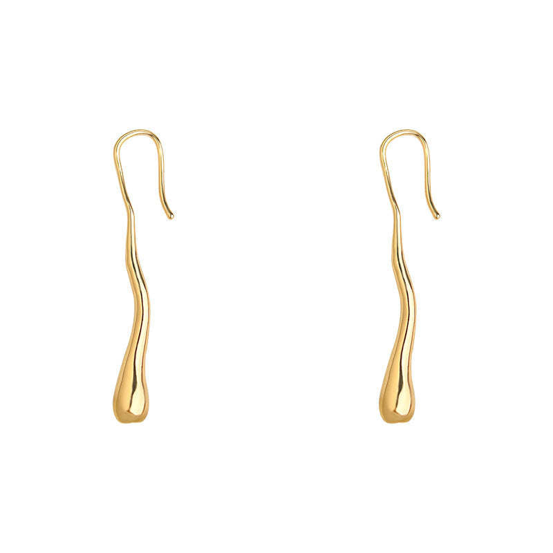 C관 - 14K 도금 불규칙 물방울 디자인 후크 귀걸이 [6919] 25.10-4