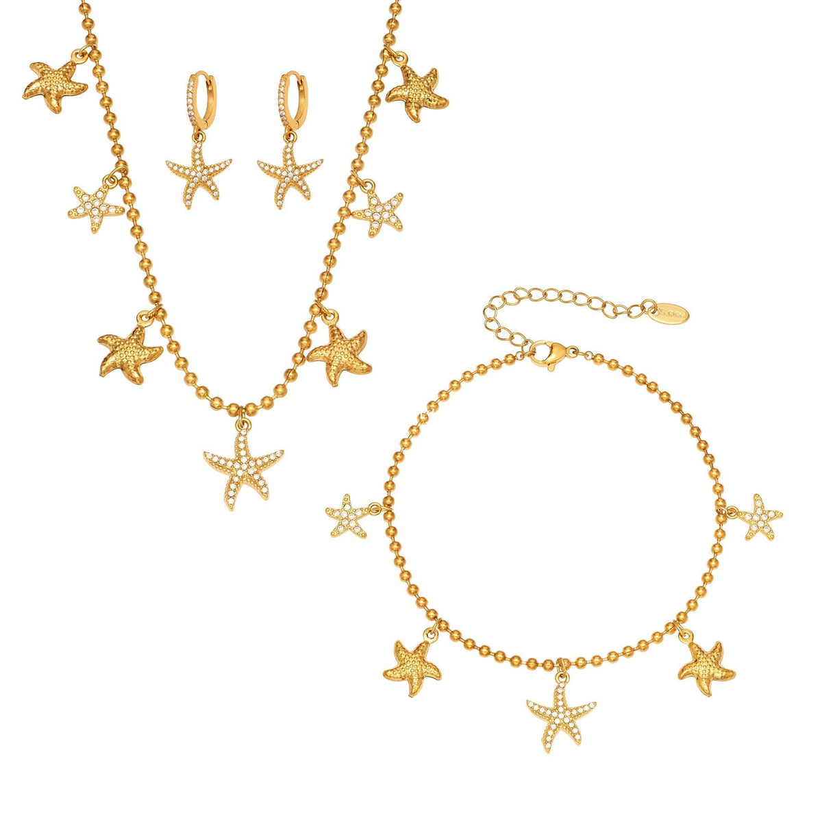 D관 - 스테인리스 스틸 불가사리 큐빅 펜던트 귀걸이 목걸이 팔찌 발찌 [TXP478] 25.11-4